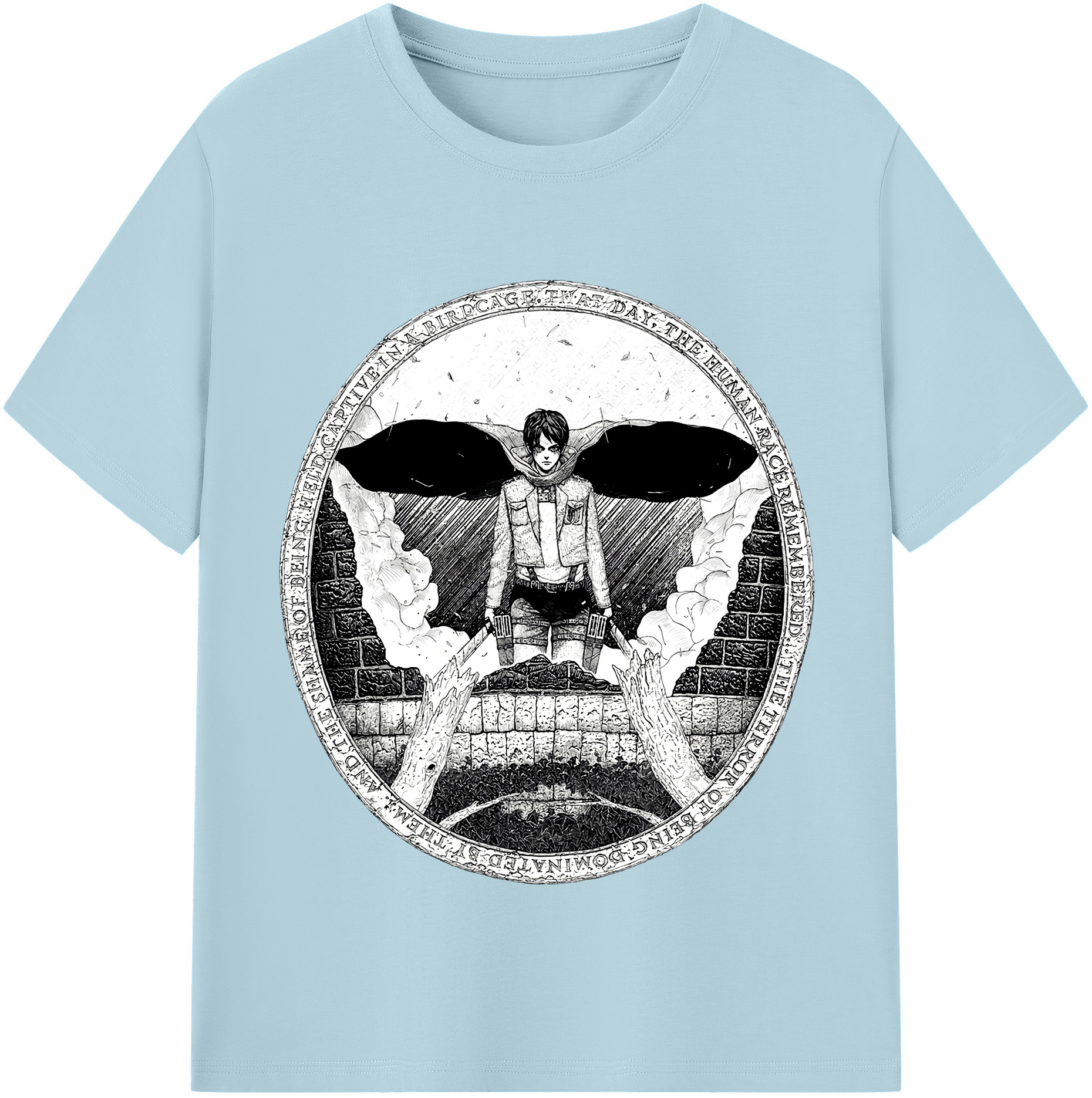 （画像用） 進撃の巨人 エレン･イェーガー Attack on Titan Eren Jäger 綿100％半袖Tシャツ（フロントプリント）